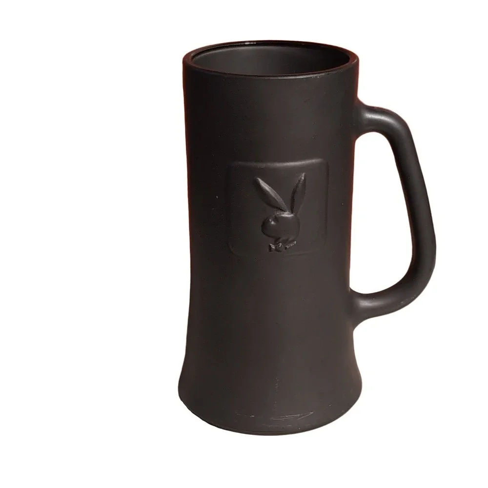 Playboy Bunny‎ Beer Mug 1970s Vintage Matte Black Glass 12 oz